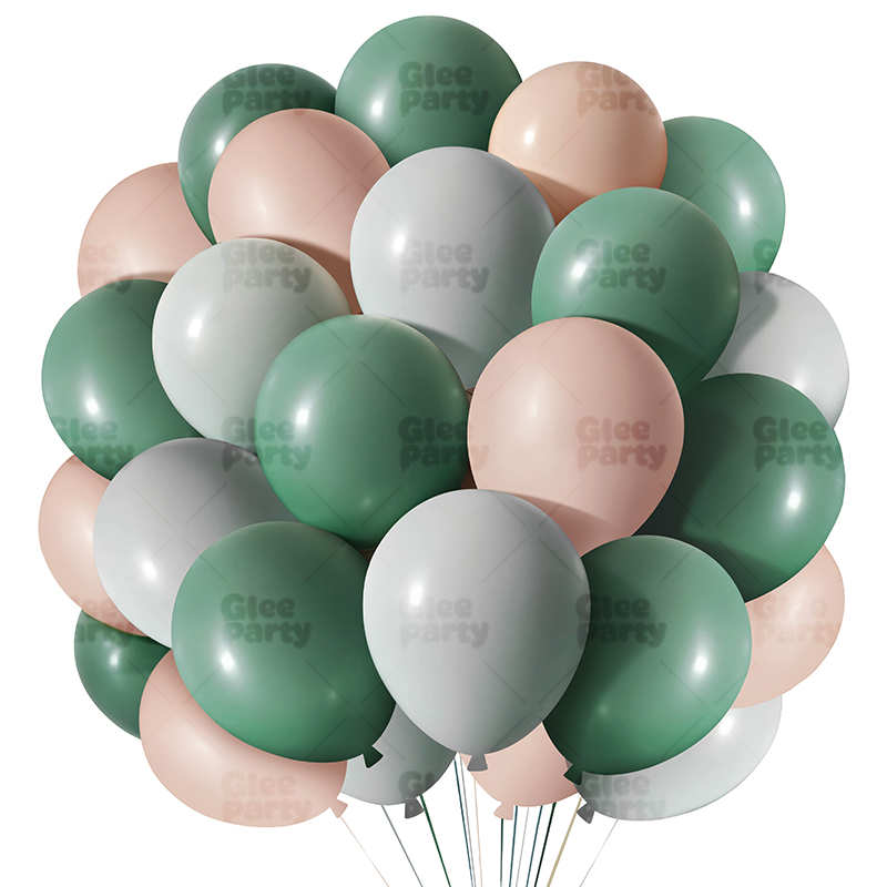Green, pale pink and white latex balloon color combination