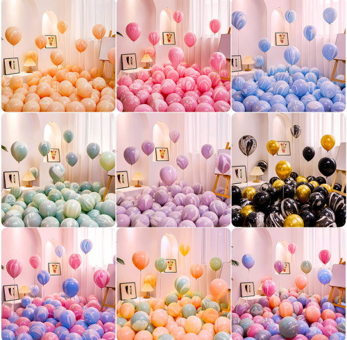 10 inch agate balloon set with 20PCS cartoon  thickened explosion-proof birthday scene decoration