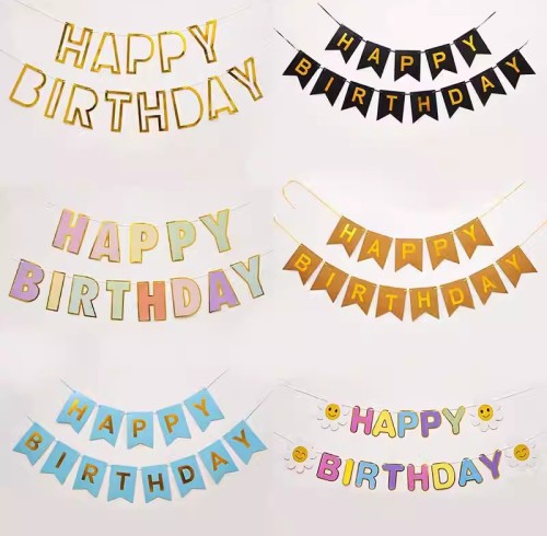 Birthday  Flags, birthday decorations, English hot goldfish tail  Flags