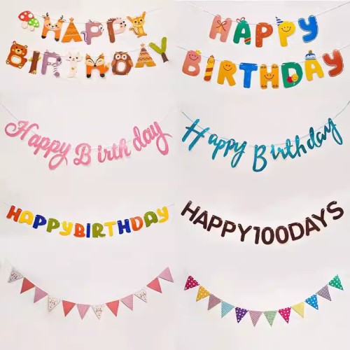 Birthday  Flags, birthday decorations, English hot goldfish tail  Flags