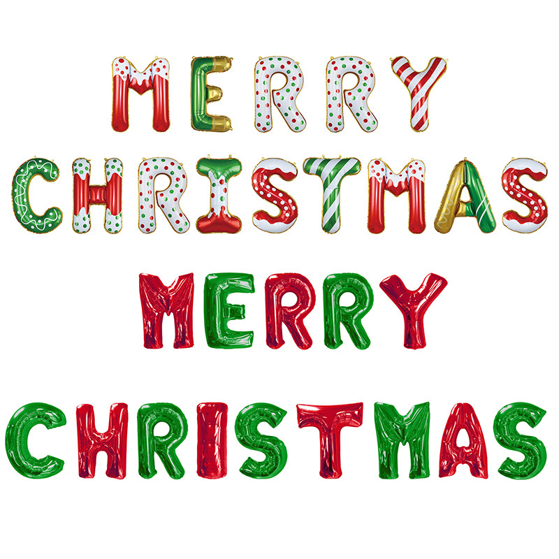 Tellpet Merry Christmas Letter Balloons Banner, Christmas Backdrops for Photography, Red and Green