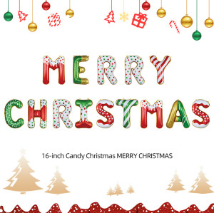 Tellpet Merry Christmas Letter Balloons Banner, Christmas Backdrops for Photography, Red and Green
