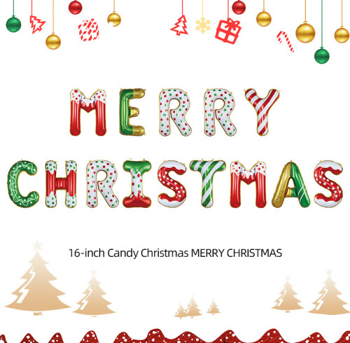 Tellpet Merry Christmas Letter Balloons Banner, Christmas Backdrops for Photography, Red and Green