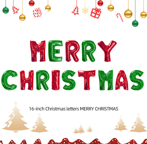 Tellpet Merry Christmas Letter Balloons Banner, Christmas Backdrops for Photography, Red and Green