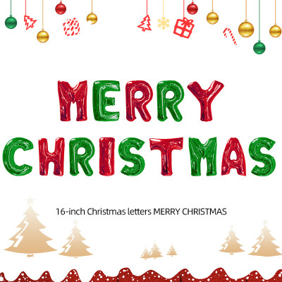 Tellpet Merry Christmas Letter Balloons Banner, Christmas Backdrops for Photography, Red and Green