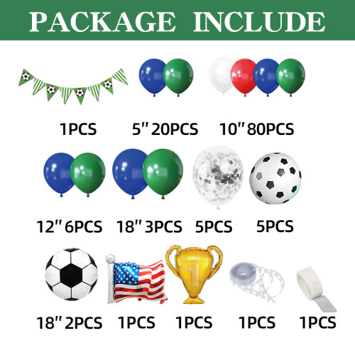Soccer Balloon Set green balloon arch set,  for baby shower, birthday, football party decoration