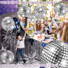 50PCS Disco Ball Balloon Silver Disco 22 inch Large 4D Round Party  Decoration
