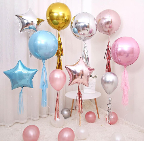 50PCS Disco Ball Balloon Silver Disco 22 inch Large 4D Round Party  Decoration