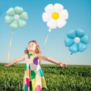 Daisy Balloons White Flower Balloon Daisy Themed  Birthday Wedding Party  Decoration Supplies