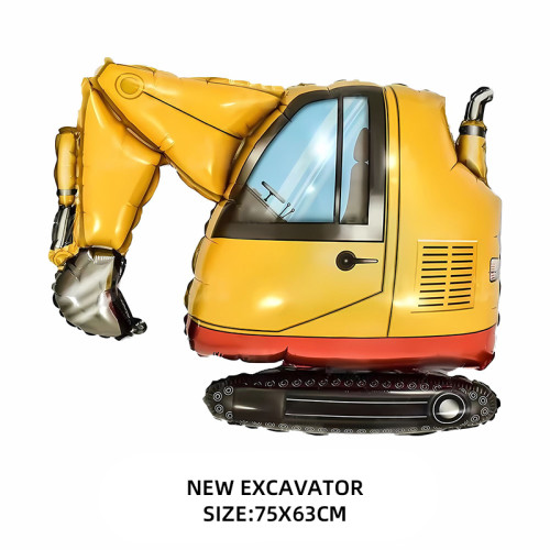 Large 4D Foil Construction Excavator Party Decorations, Easy to Inflate, Kids Birthday, Baby Shower