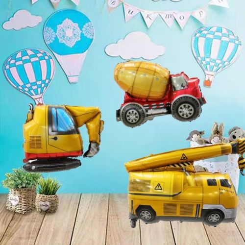 Large 4D Foil Construction Excavator Party Decorations, Easy to Inflate, Kids Birthday, Baby Shower