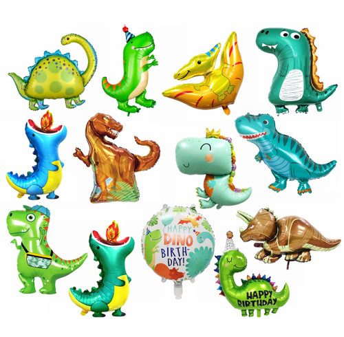 Crown Dinosaur Aluminum Foil Balloon Cute Cartoon Children's Birthday Supplies Party Decoration