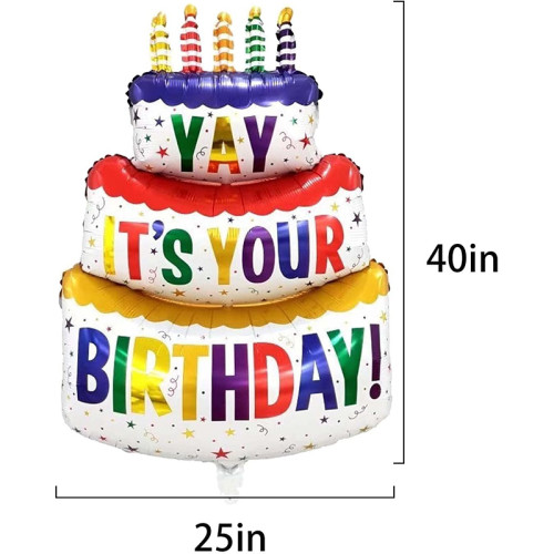 Happy Birthday Balloon Aluminum Foil Film Balloon Cake, Used for Party Decoration