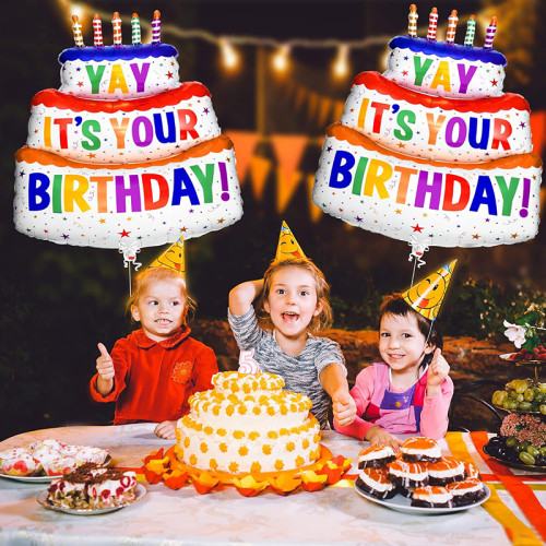 Happy Birthday Balloon Aluminum Foil Film Balloon Cake, Used for Party Decoration