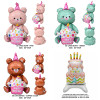 Hug Happy Birthday Cake Bear Foil Balloon, Pet Birthday Party  Decorations