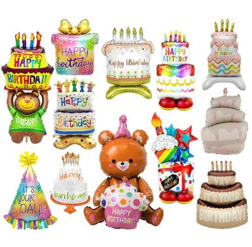 Happy Birthday Balloon Aluminum Foil Film Balloon Cake, Used for Party Decoration