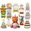 Happy Birthday Balloon Aluminum Foil Film Balloon Cake, Used for Party Decoration