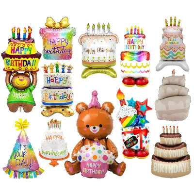 Happy Birthday Balloon Aluminum Foil Film Balloon Cake, Used for Party Decoration