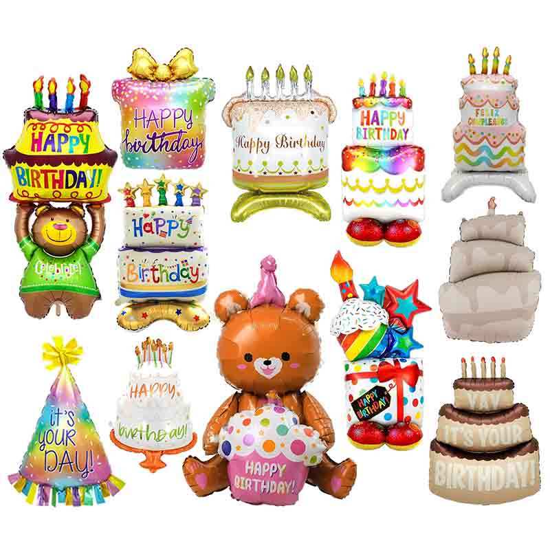 Happy Birthday Balloon Aluminum Foil Film Balloon Cake, Used for Party Decoration