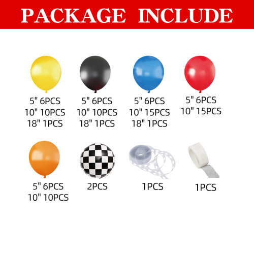 Racing theme balloon arch and garland set, racing theme party decoration