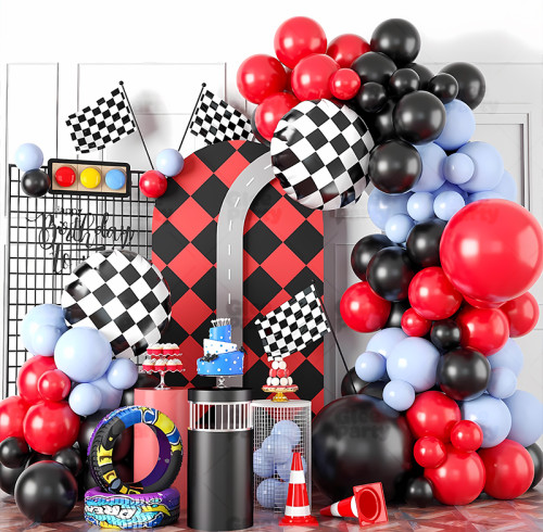 Racing theme balloon arch and garland set, racing theme party decoration