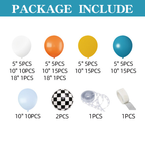 Racing theme balloon arch and garland set, racing theme party decoration