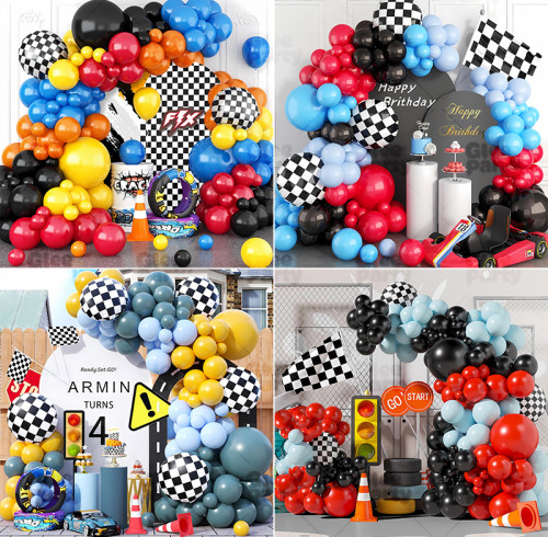 Racing theme balloon arch and garland set, racing theme party decoration