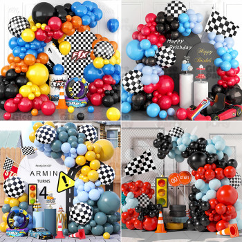 Racing theme balloon arch and garland set, racing theme party decoration