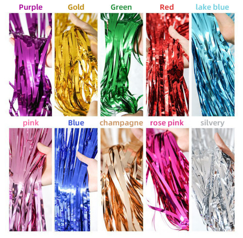 Foil curtain background green metal foil fringed curtain photo booth prop, party decoration