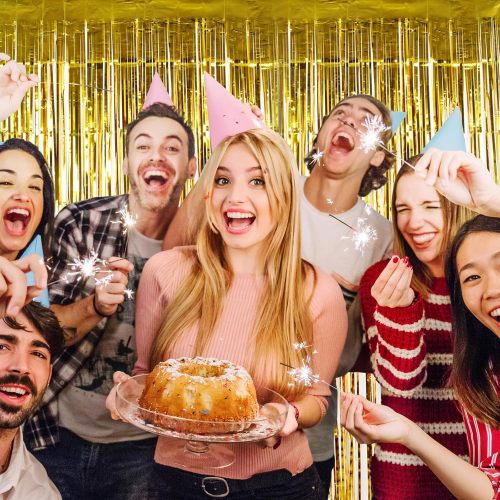 Foil curtain background green metal foil fringed curtain photo booth prop, party decoration