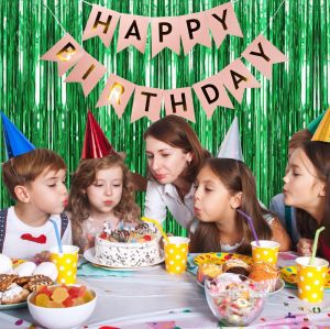 Foil curtain background green metal foil fringed curtain photo booth prop, party decoration