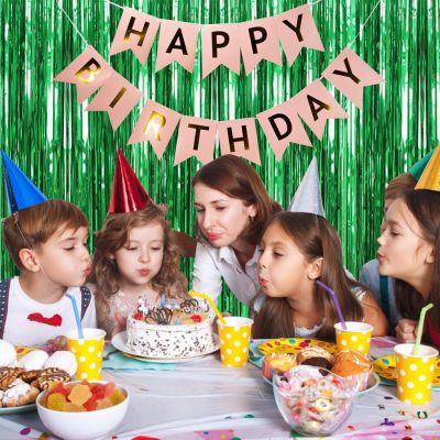 Foil curtain background green metal foil fringed curtain photo booth prop, party decoration