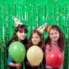 Foil curtain background green metal foil fringed curtain photo booth prop, party decoration