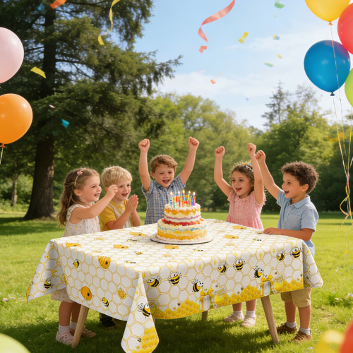 Birthday tablecloth, 72 x 54 inches rectangular tablecloth, party decoration
