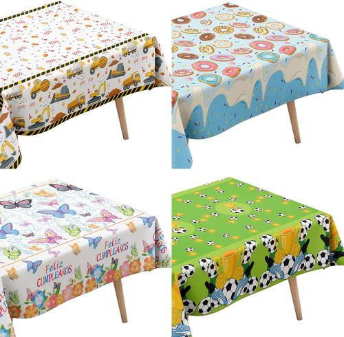 Birthday tablecloth, 72 x 54 inches rectangular tablecloth, party decoration
