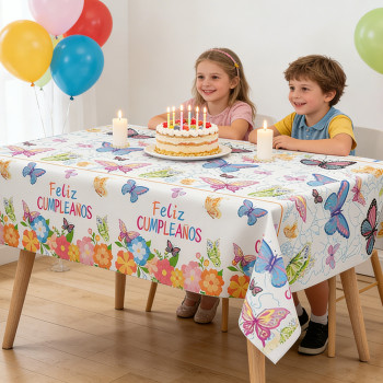Birthday tablecloth, 72 x 54 inches rectangular tablecloth, party decoration