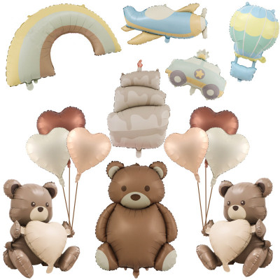 Matte Ins retro bear police car plane rainbow Party Decoration