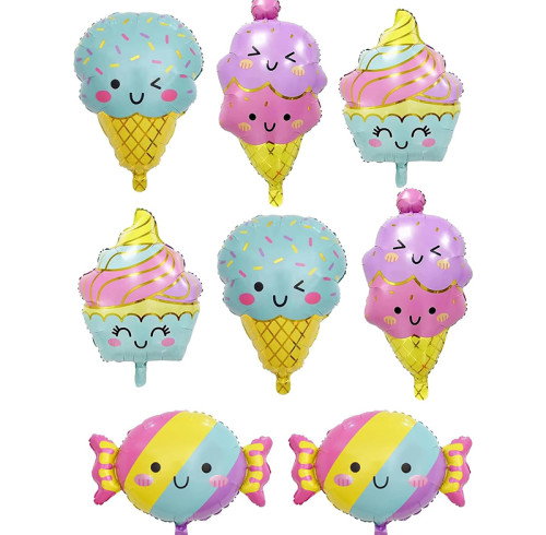 Ice Cream Cnady Foil Balloons Sweet Candy Foil Balloon for ice Cream Themed Party Decorations