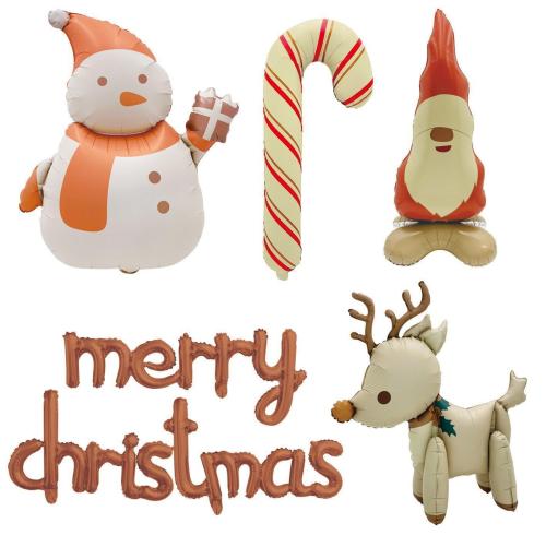 Santa's cane, reindeer, snowman, cartoon aluminum foil balloons, Christmas Party Decoration