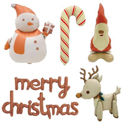 Santa's cane, reindeer, snowman, cartoon aluminum foil balloons, Christmas Party Decoration