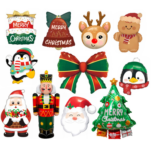 Santa's cane, reindeer, snowman, cartoon aluminum foil balloons, Christmas Party Decoration