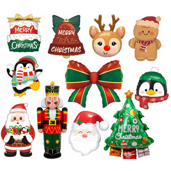 Santa's cane, reindeer, snowman, cartoon aluminum foil balloons, Christmas Party Decoration