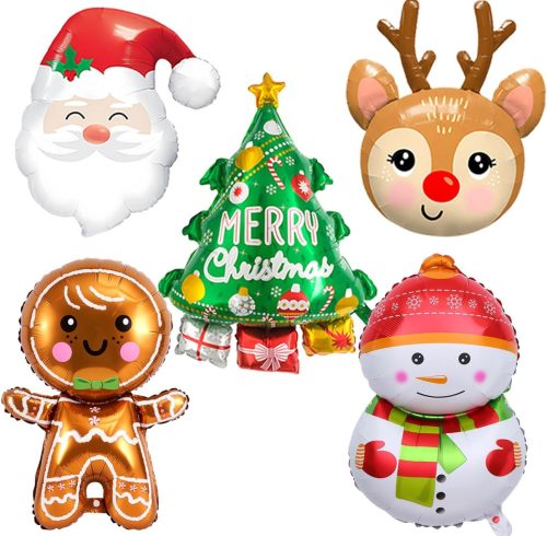 Santa's cane, reindeer, snowman, cartoon aluminum foil balloons, Christmas Party Decoration