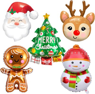 Santa's cane, reindeer, snowman, cartoon aluminum foil balloons, Christmas Party Decoration