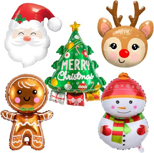 Santa's cane, reindeer, snowman, cartoon aluminum foil balloons, Christmas Party Decoration