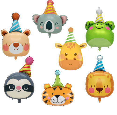 Children's tiger, koala, lion, cartoon animal aluminum foil balloon for birthday party decoration