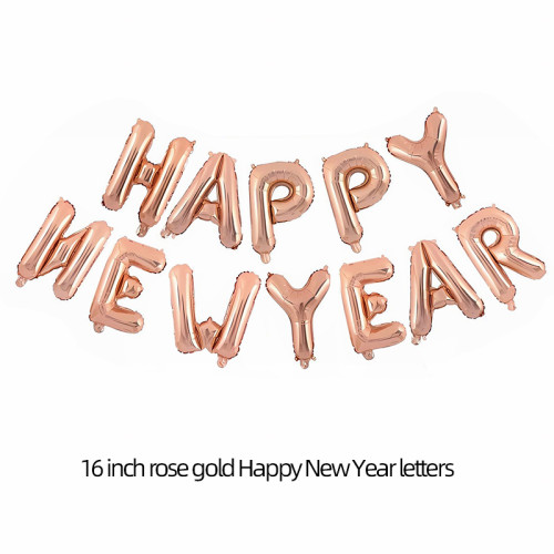 Golden Happy New Year Balloon, 16 inch  New Year foil letter balloon, New Year's  party decorations