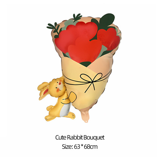 Valentine's Day Rose Hugging Love Bear Confession Aluminum Balloon Party Decoration