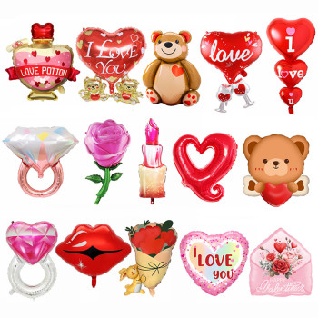 Valentine's Day Rose Hugging Love Bear Confession Aluminum Balloon Party Decoration