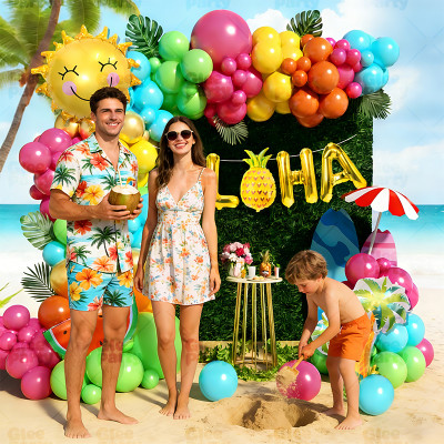 Summer beach Aloha swimming pool birthday and baby baptism  Balloon Set